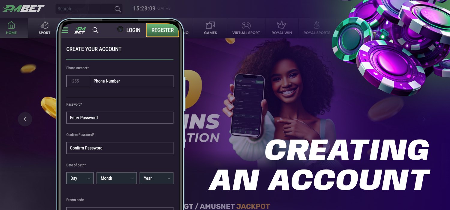 registration account via pmbet app